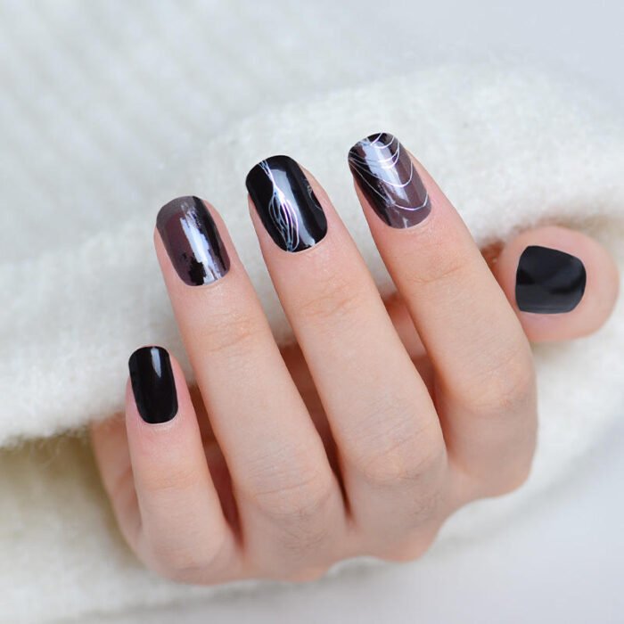 Custom Stickers Nail Black Fashionable Color Strips Nails Winter - Image 7